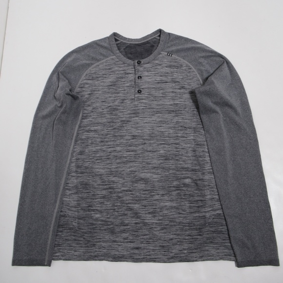 Lululemon Metal Vent Tech Long Sleeve Henley Heathered Grey Size M Silverescent - Picture 1 of 12